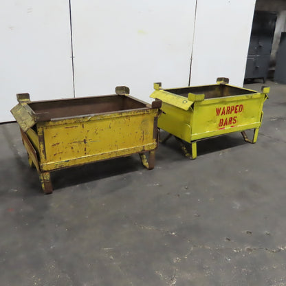 36" x 22" x 14" Deep Steel Scrap Production Material Tote Stacking Box Lot Of 2
