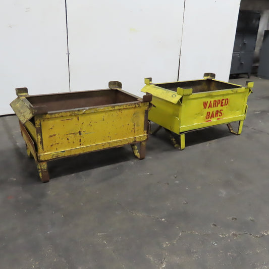 36" x 22" x 14" Deep Steel Scrap Production Material Tote Stacking Box Lot Of 2