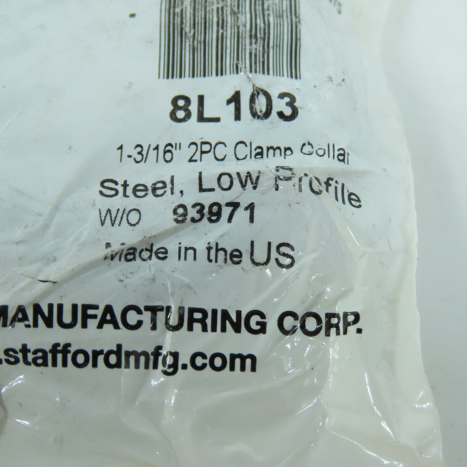 Stafford 8L103 1-3/16" Two Piece Steel Split Clamp Shaft Collar Lot/4
