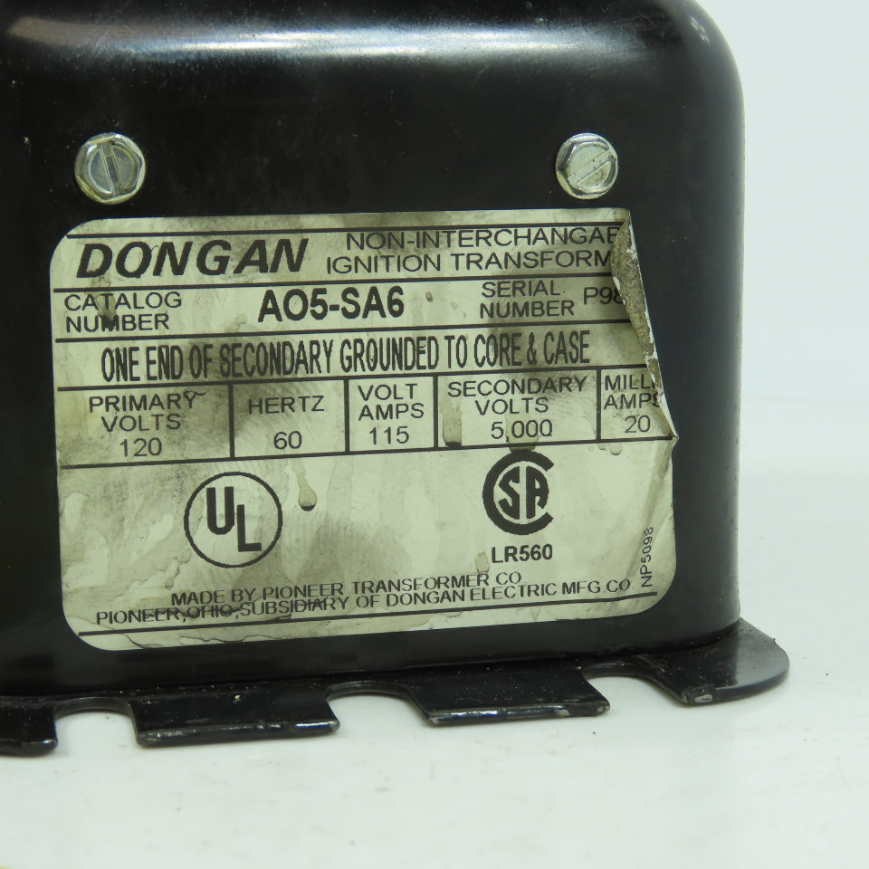 Dongan A05-SA6 Non-Interchangeable Ignition Transformer Pri 120V Sec 5,000V
