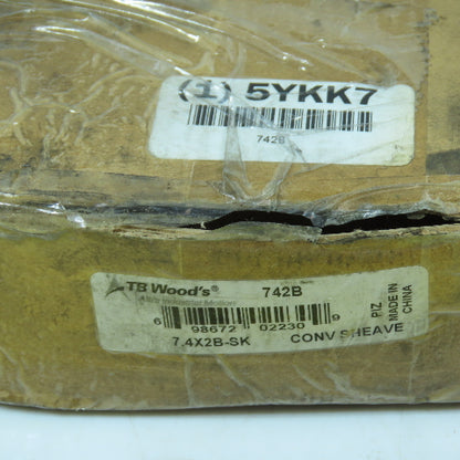 TB Woods 5YKK7 7.4X2B-SK 2 Groove V-Belt B-Section Pulley Sheave 7.81" Pitch Dia