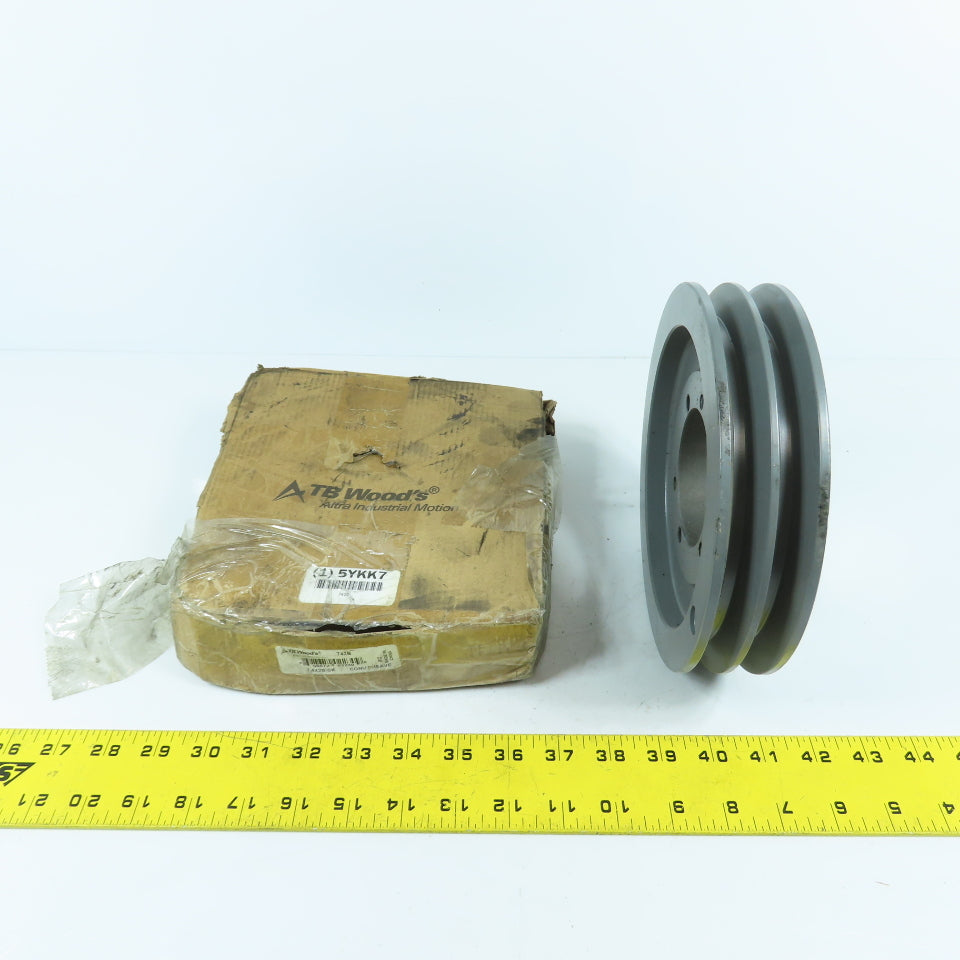 TB Woods 5YKK7 7.4X2B-SK 2 Groove V-Belt B-Section Pulley Sheave 7.81" Pitch Dia