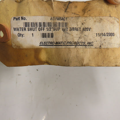 Electro-Matic AD700AC1 Weld Gun water Shut-Off Valves Assembly 120V 1/2" Sup
