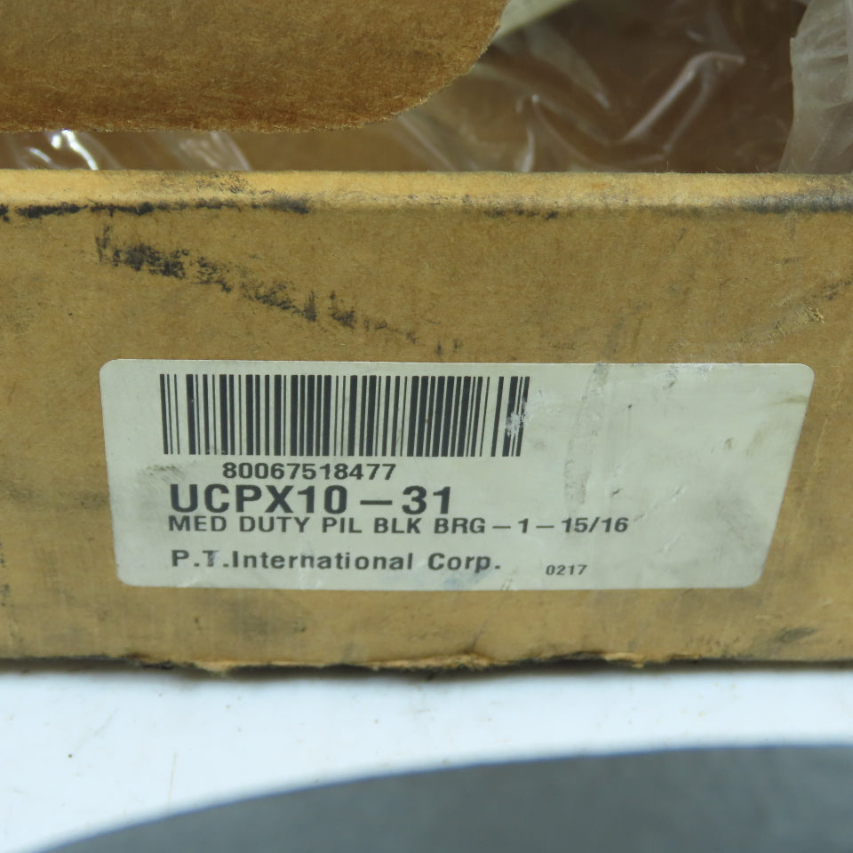 PT Int. UCPX10-31 2-Bolt Mounted Pillow Block Ball Bearing 1-15/16" Bore