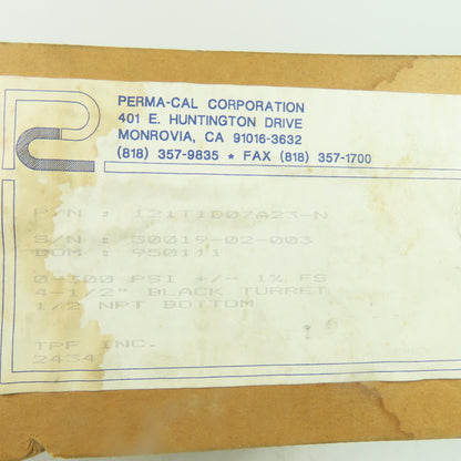 Perma-Cal 121TID07A23-N 4-1/2" Black Turret Process Gauge 1/2" NPT 300 PSI