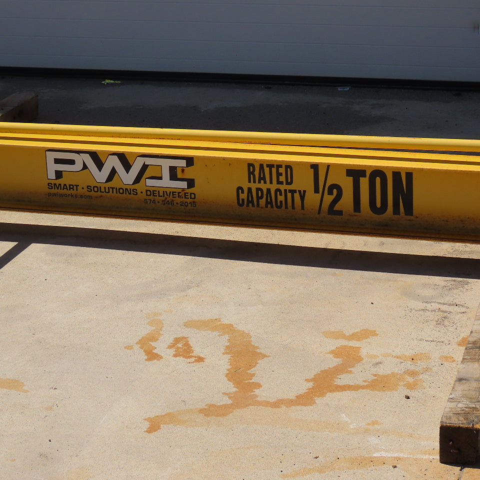 PWI 1000Lbs. 1/2 Ton 246" Swing Overbraced Tie Rod Jib Crane 18' Travel