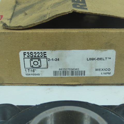 Rexnord F3S223E Link-Belt 4-Bolt Flange Mount Ball Bearing Unit 1-7/16" Bore