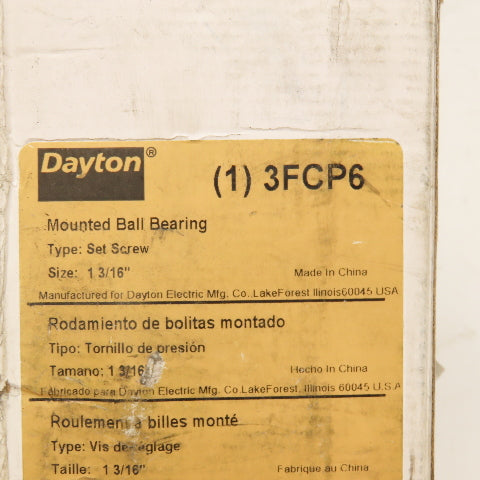 Dayton 3FCP6 1-3/16" Bore 2 Bolt Mounted Pillow Block Bearing