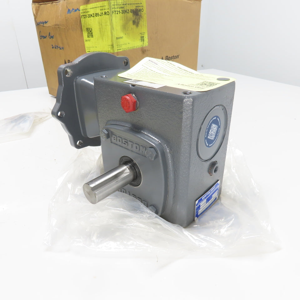 Boston Gear F721-30KZ-B5-J1-RO 30:1 Ratio Worm Gear Reducer 50.33RPM Out NEW