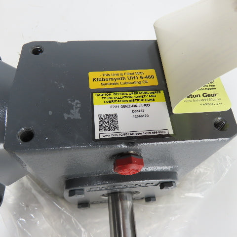 Boston Gear F721-30KZ-B5-J1-RO 30:1 Ratio Worm Gear Reducer 50.33RPM Out NEW