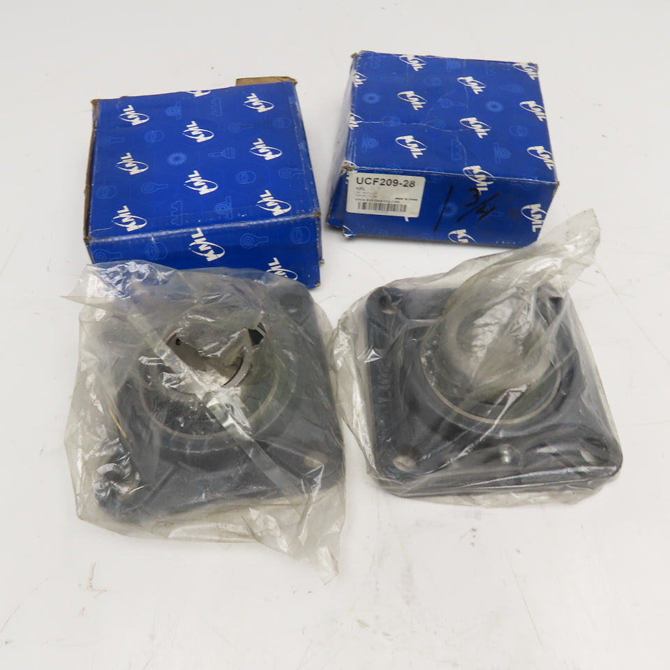 KML UCF209-28 1-3/4" Bore 4 Bolt Mount Flange End Bearing Unit Lot Of 2