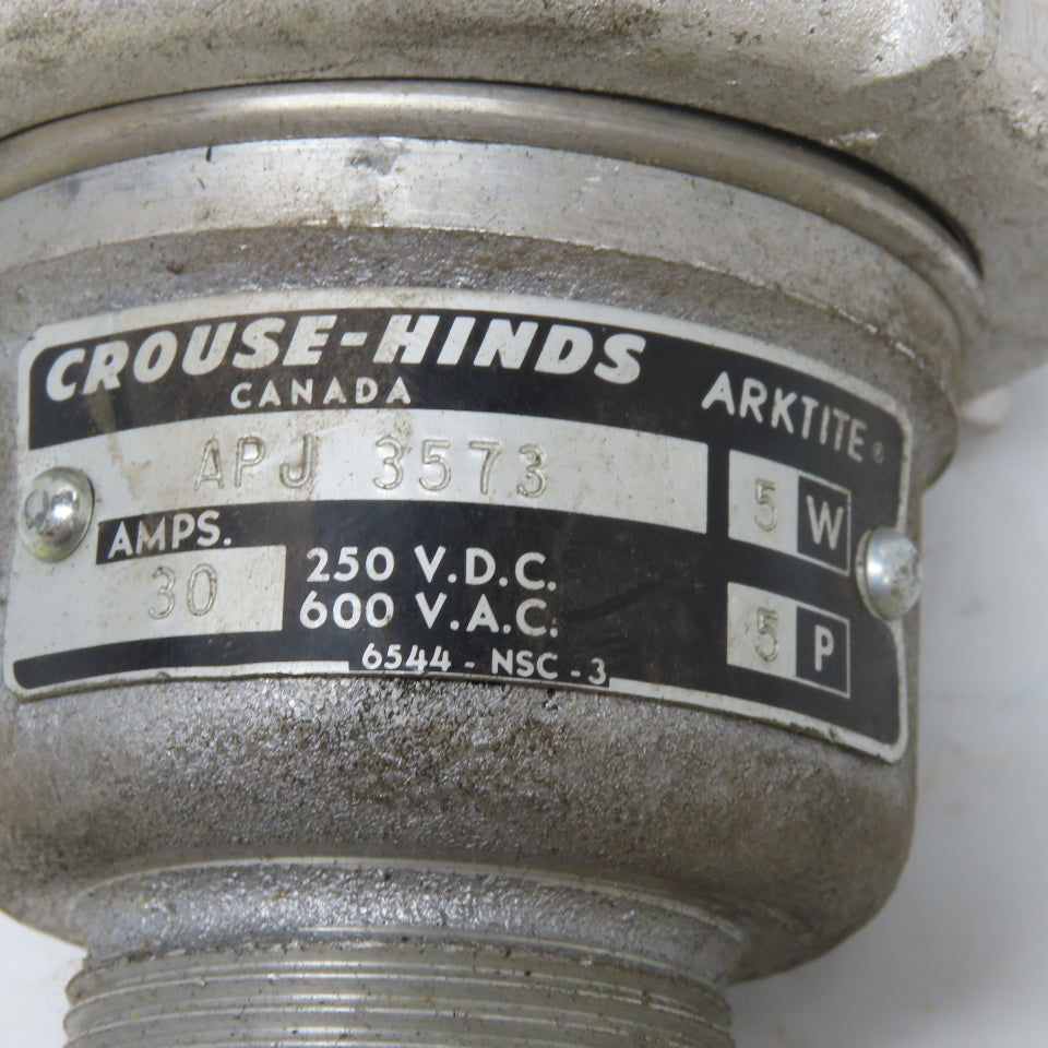 Crouse Hinds APJ3573 5 Pole Electric Plug 600V 250VDC 30A 5W