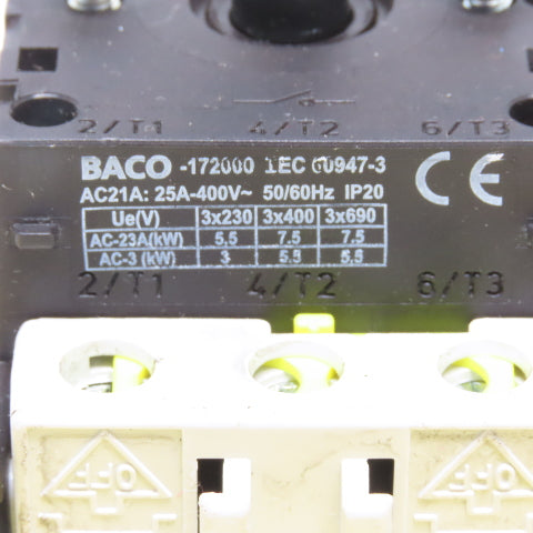 BASCO 222 102 0172001 Electric Switch Disconnector W/Operator 3Pole 7.5HP 600V