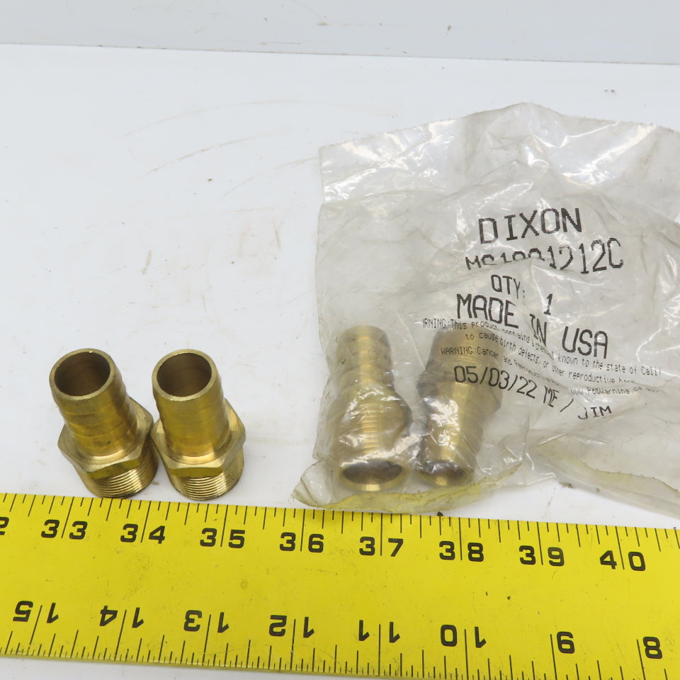 Dixon 1021212C 3/4" Male NPT x 3/4" Brass Hose Barb Lot of 4