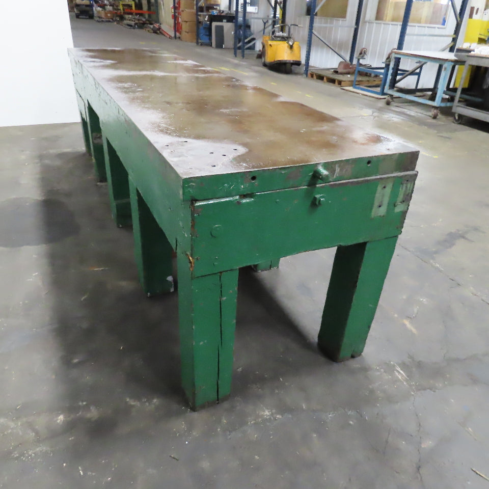 10' x 30" x 2" Cast Iron Web Top w/ Vintage Reclaimed Wood Base Assembly Table