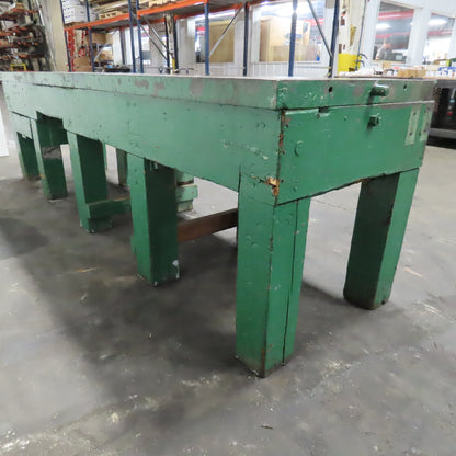 10' x 30" x 2" Cast Iron Web Top w/ Vintage Reclaimed Wood Base Assembly Table