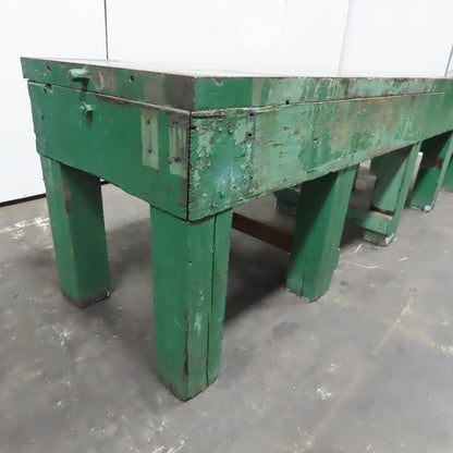 10' x 30" x 2" Cast Iron Web Top w/ Vintage Reclaimed Wood Base Assembly Table