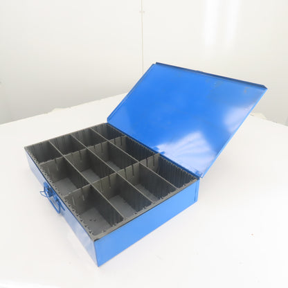 18-1/2" W x 12" Deep x 3-1/4" H Steel Small Parts Storage Box W/ 12 Compartments