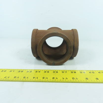 3" Black Pipe NPT Malleable Iron Cross 4-Way Tee Pipe Fitting