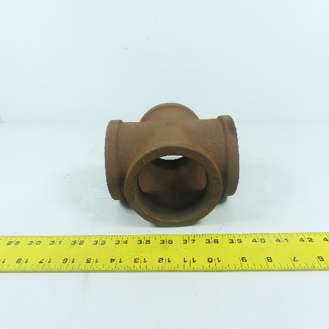 3" Black Pipe NPT Malleable Iron Cross 4-Way Tee Pipe Fitting