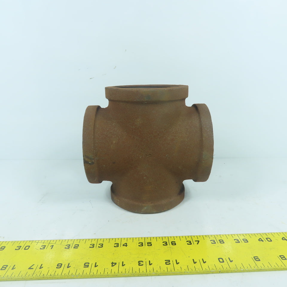 3" Black Pipe NPT Malleable Iron Cross 4-Way Tee Pipe Fitting
