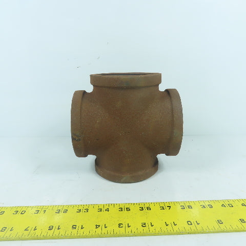 3" Black Pipe NPT Malleable Iron Cross 4-Way Tee Pipe Fitting
