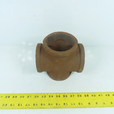 3" Black Pipe NPT Malleable Iron Cross 4-Way Tee Pipe Fitting