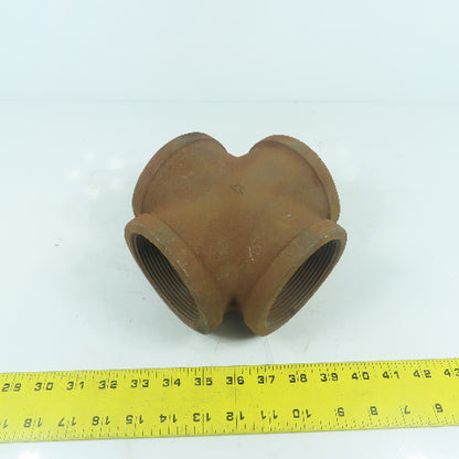 3" Black Pipe NPT Malleable Iron Cross 4-Way Tee Pipe Fitting