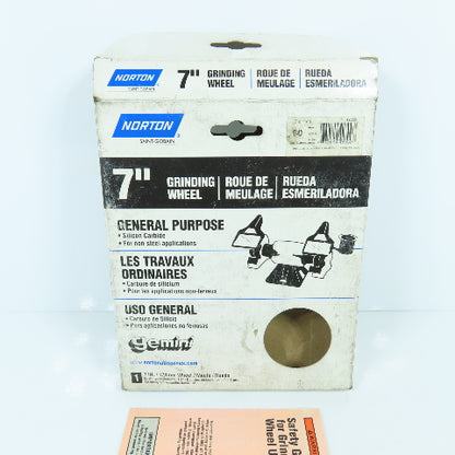 Norton 42300 7" x 1" x 1" Gemini Crystolon Med 60 Bench Grinder Wheel