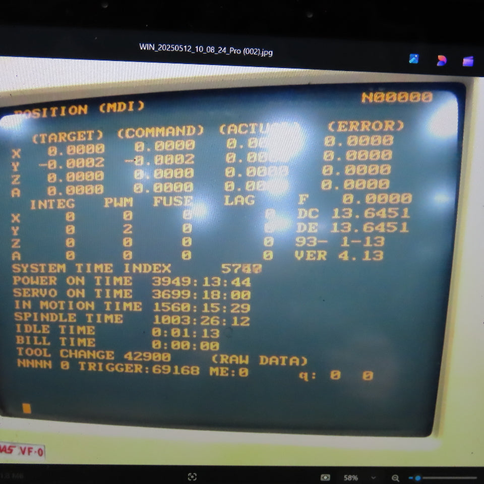 Haas VF-0 208-230V 3Ph 3 Axis Vertical Machining CNC 16 Tool ATC Low 1560Hrs.