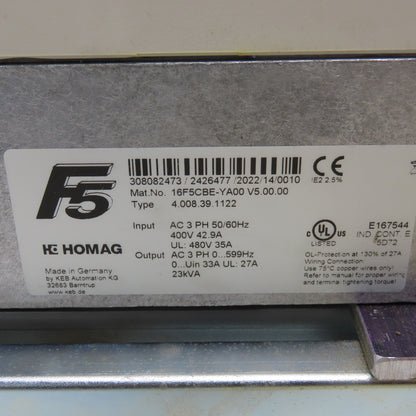 Homag 16F5CBE-YA00 4.008.39.1122 Drive 3Ph 400-480V Input 0-599Hz 23kVA Output