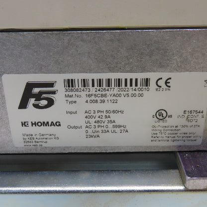 Homag 16F5CBE-YA00 4.008.39.1122 Drive 3Ph 400-480V Input 0-599Hz 23kVA Output