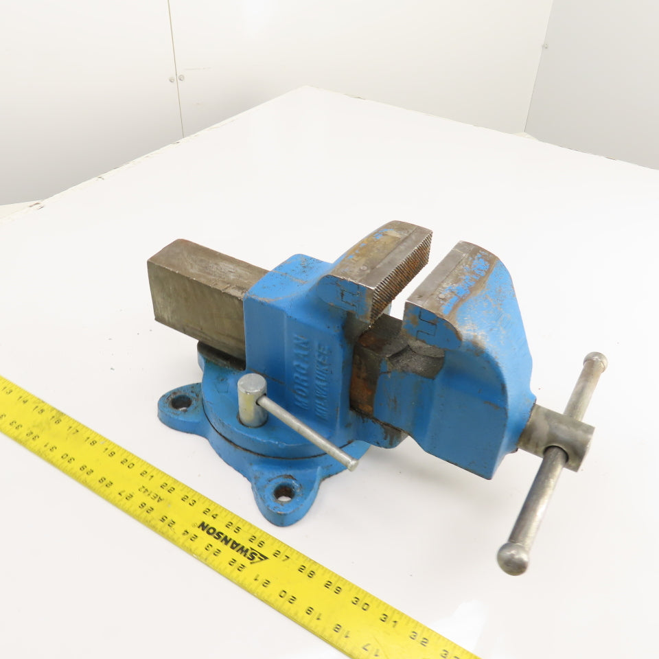 Morgan 4" Jaws x 8" Open Heavy Duty Swivel Base Bench Vise USA Made