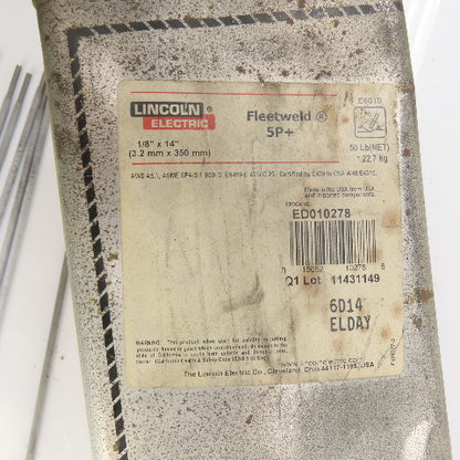 Lincoln ED010278 6010 Fleetweld 5P+ Welding Electrode Rods 1/8" x 14" 30 Lbs.
