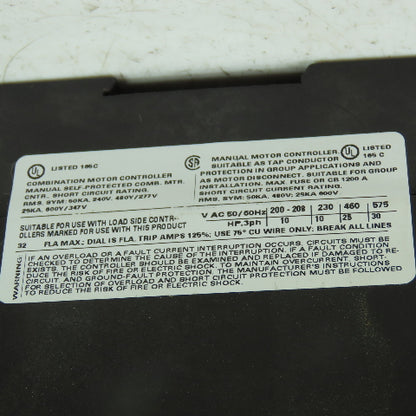 Siemens 3RV1031-4EA10 Sirius 30HP 3PH 600VAC Manual Motor Starter