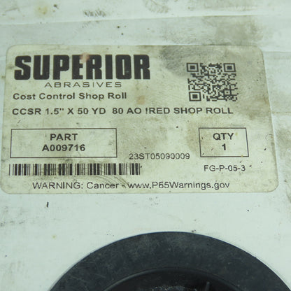 Superior Abrasives A009716 CCSR Sandpaper 1.5" Wide 80 Grit Lot/2 Partial Rolls