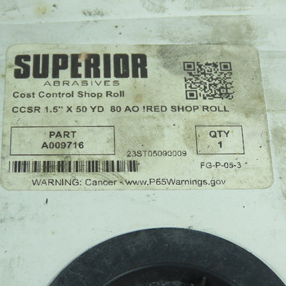 Superior Abrasives A009716 CCSR Sandpaper 1.5" Wide 80 Grit Lot/2 Partial Rolls