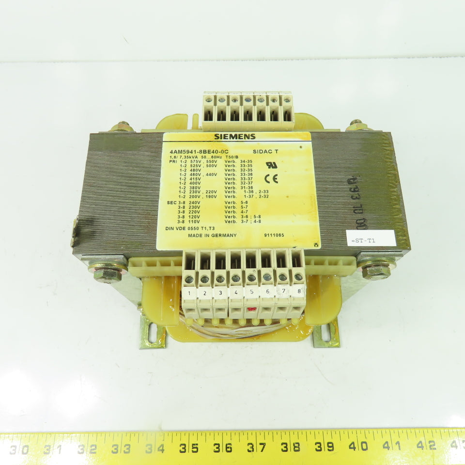 Siemens 4AM5941-8BE40-0C 7.35KVA Transformer 200/480/575V Pri 110/240V Sec