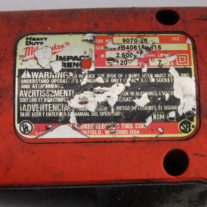 Milwaukee 9070-20 1/2" Heavy Duty Corded Impact Wrench 120V 1PH 2600RPM Tested