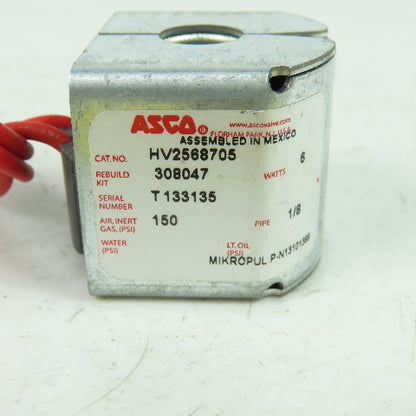 Asco HV2568705 Solenoid Valve Coil 1/8" 220/50 6W 150PSI
