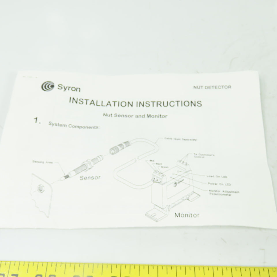 Syron SMR36005 M5 Nut Detector NPN Monitor 24VDC NEW