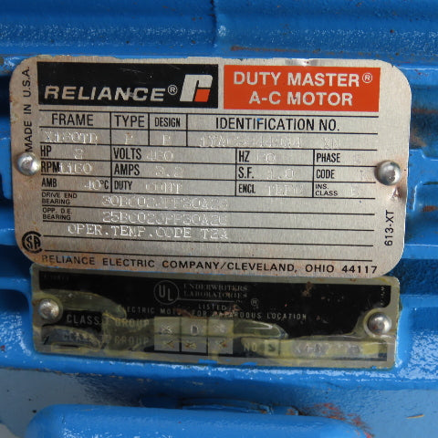 Reliance Type P 2HP Haz Location Electric Motor 1160RPM 460V 3PH 3.2A X180TD Fr