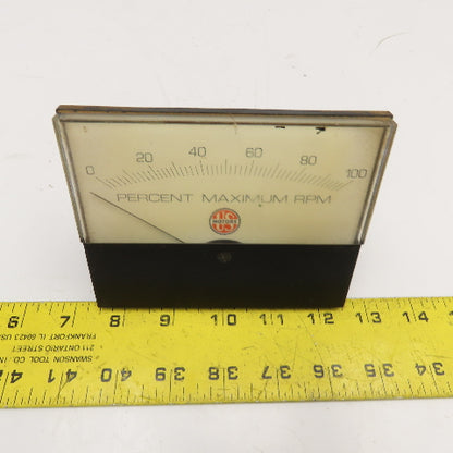 US Motors 0-100% Percent Maximum RPM Panel Meter 5" x 4"
