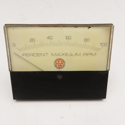 US Motors 0-100% Percent Maximum RPM Panel Meter 5" x 4"