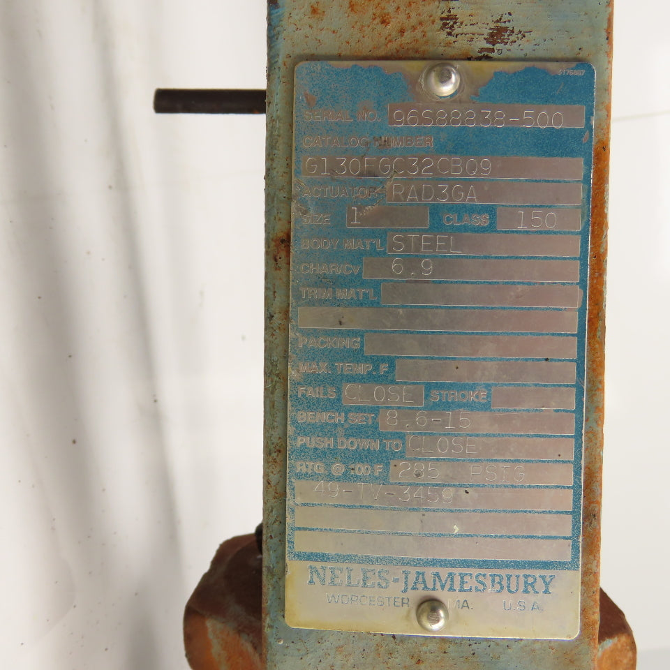 Neles-Jamesbury 1" Steel Valve Class 150 285PSIG W/ Pneumatic Actuator PAD3GA
