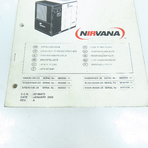 Ingersoll Rand Nirvana IRN90K-160K, IRN125H-200H-CC Compressors Parts Catalogue