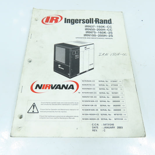 Ingersoll Rand Nirvana IRN37-160K IRN100-200H Compressors Op & Mainten Manual