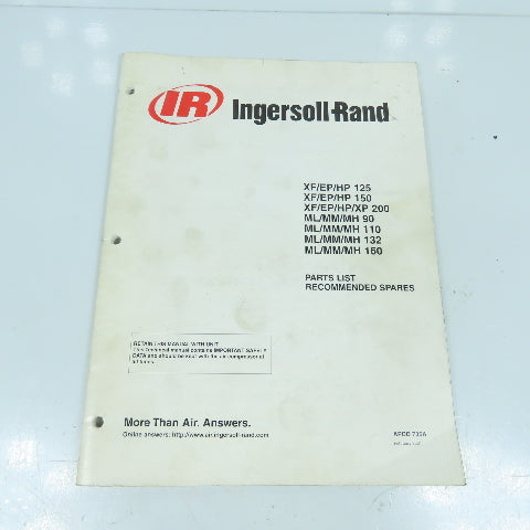 Ingersoll Rand XF/EF/HP 125/150/200, ML/MM/MH 110/132/160 Compressors Parts List