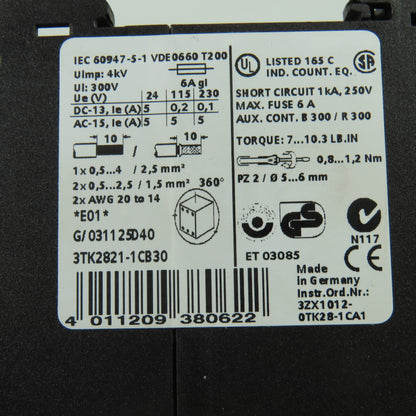 Siemens 3TK2821-1CB30 Siguard Safety Relay 24VAC/DC