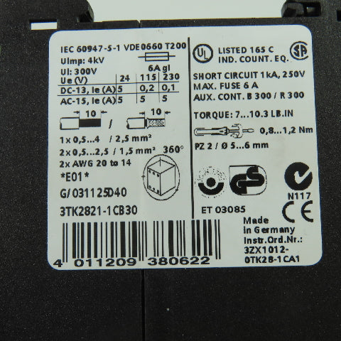 Siemens 3TK2821-1CB30 Siguard Safety Relay 24VAC/DC